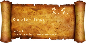 Keszler Irma névjegykártya