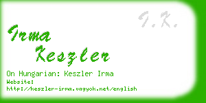 irma keszler business card